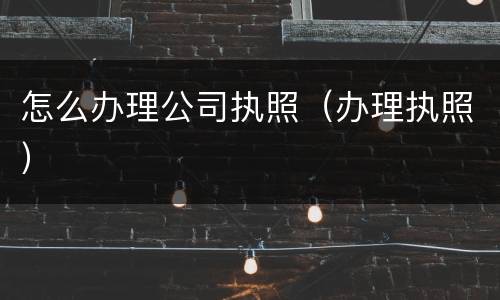 怎么办理公司执照（办理执照）
