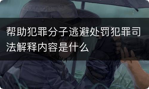 帮助犯罪分子逃避处罚犯罪司法解释内容是什么
