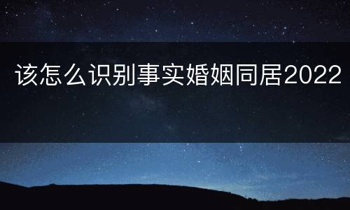 该怎么识别事实婚姻同居2022
