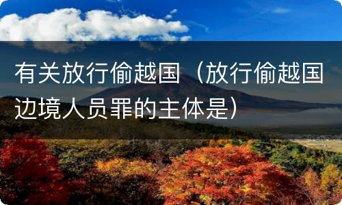 有关放行偷越国（放行偷越国边境人员罪的主体是）