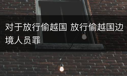 对于放行偷越国 放行偷越国边境人员罪