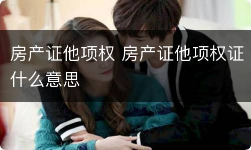 房产证他项权 房产证他项权证什么意思