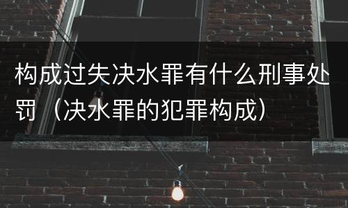 构成过失决水罪有什么刑事处罚（决水罪的犯罪构成）