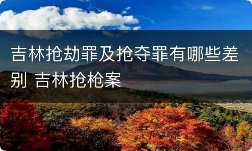 吉林抢劫罪及抢夺罪有哪些差别 吉林抢枪案