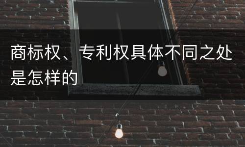 商标权、专利权具体不同之处是怎样的