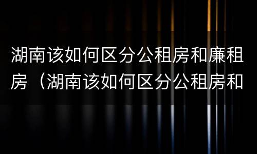 湖南该如何区分公租房和廉租房（湖南该如何区分公租房和廉租房呢）