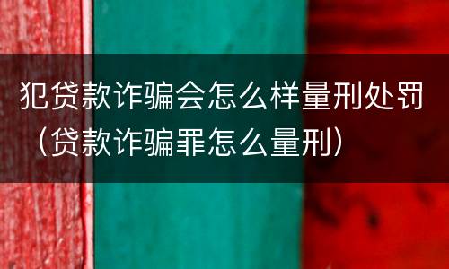 犯贷款诈骗会怎么样量刑处罚（贷款诈骗罪怎么量刑）