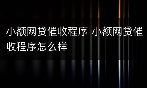 小额网贷催收程序 小额网贷催收程序怎么样