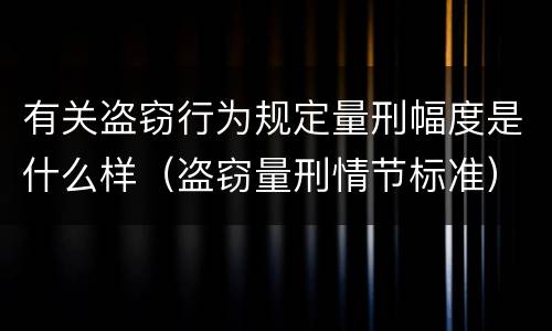 有关盗窃行为规定量刑幅度是什么样（盗窃量刑情节标准）
