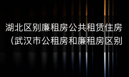 湖北区别廉租房公共租赁住房（武汉市公租房和廉租房区别）