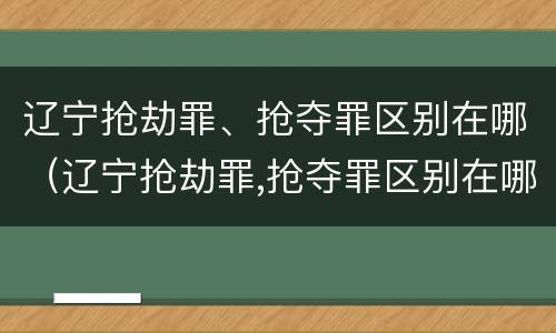 辽宁抢劫罪、抢夺罪区别在哪（辽宁抢劫罪,抢夺罪区别在哪里）
