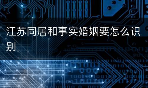 江苏同居和事实婚姻要怎么识别