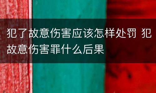犯了故意伤害应该怎样处罚 犯故意伤害罪什么后果