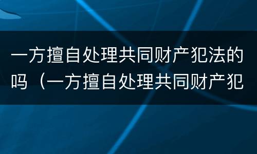 一方擅自处理共同财产犯法的吗（一方擅自处理共同财产犯法的吗判几年）