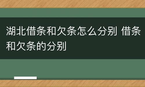 湖北借条和欠条怎么分别 借条和欠条的分别