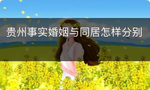 贵州事实婚姻与同居怎样分别