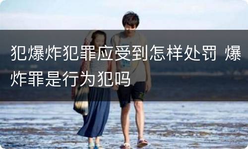 犯爆炸犯罪应受到怎样处罚 爆炸罪是行为犯吗