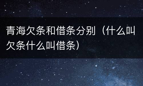 青海欠条和借条分别（什么叫欠条什么叫借条）