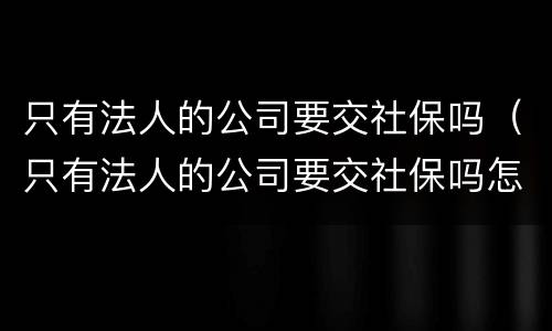 只有法人的公司要交社保吗（只有法人的公司要交社保吗怎么交）
