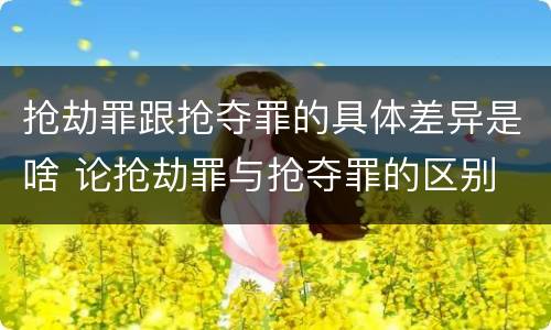 抢劫罪跟抢夺罪的具体差异是啥 论抢劫罪与抢夺罪的区别