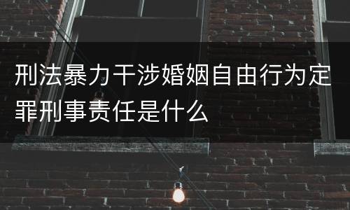 刑法暴力干涉婚姻自由行为定罪刑事责任是什么