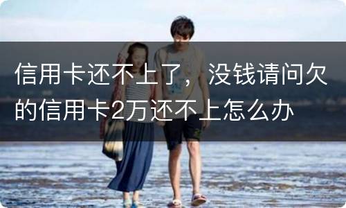 信用卡还不上了，没钱请问欠的信用卡2万还不上怎么办