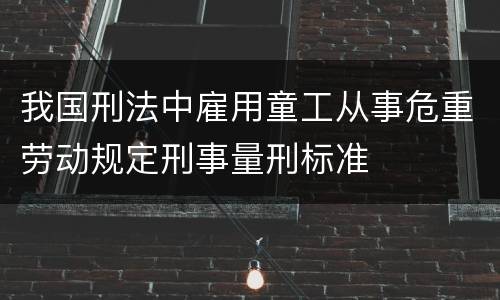 我国刑法中雇用童工从事危重劳动规定刑事量刑标准