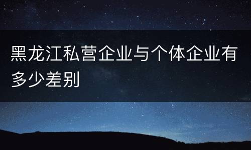黑龙江私营企业与个体企业有多少差别