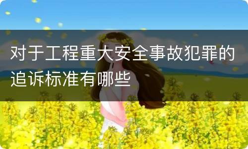 对于工程重大安全事故犯罪的追诉标准有哪些
