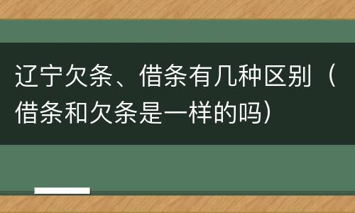 辽宁欠条、借条有几种区别（借条和欠条是一样的吗）