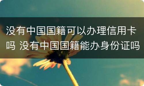 没有中国国籍可以办理信用卡吗 没有中国国籍能办身份证吗