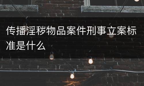 传播淫秽物品案件刑事立案标准是什么