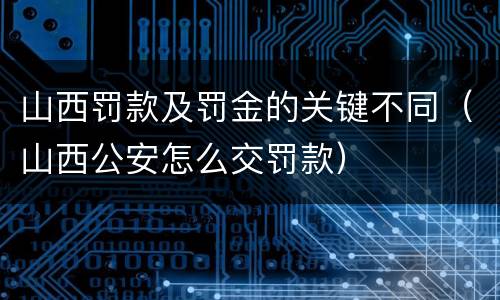山西罚款及罚金的关键不同（山西公安怎么交罚款）