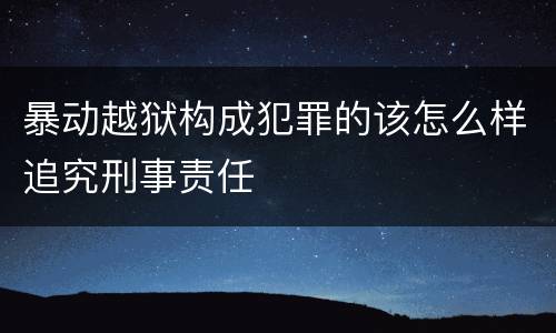 暴动越狱构成犯罪的该怎么样追究刑事责任