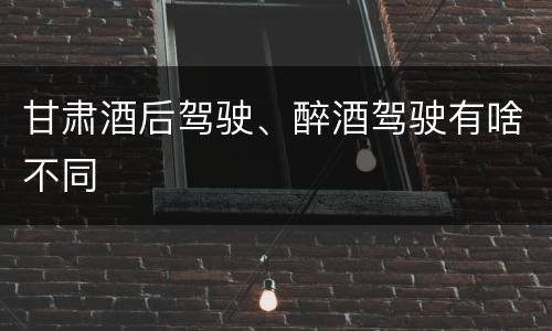 甘肃酒后驾驶、醉酒驾驶有啥不同