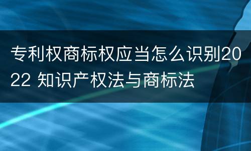 专利权商标权应当怎么识别2022 知识产权法与商标法