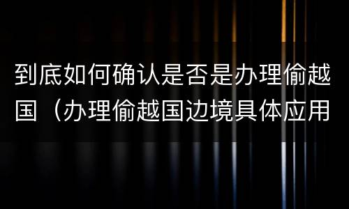 到底如何确认是否是办理偷越国（办理偷越国边境具体应用法律的解释）
