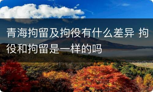 青海拘留及拘役有什么差异 拘役和拘留是一样的吗