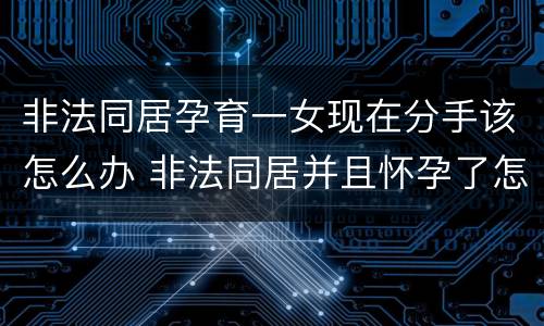 非法同居孕育一女现在分手该怎么办 非法同居并且怀孕了怎么处罚规定