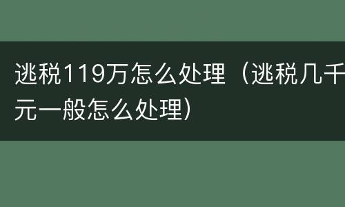 逃税119万怎么处理（逃税几千元一般怎么处理）