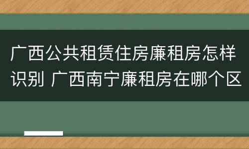 广西公共租赁住房廉租房怎样识别 广西南宁廉租房在哪个区域