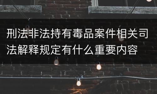 刑法非法持有毒品案件相关司法解释规定有什么重要内容