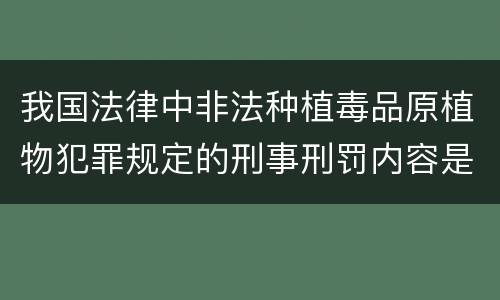我国法律中非法种植毒品原植物犯罪规定的刑事刑罚内容是怎样的