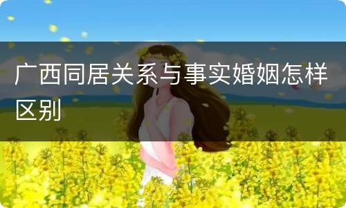 广西同居关系与事实婚姻怎样区别