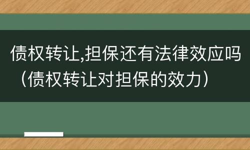 债权转让,担保还有法律效应吗（债权转让对担保的效力）