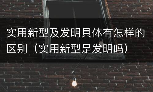 实用新型及发明具体有怎样的区别（实用新型是发明吗）