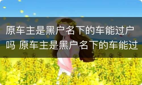 原车主是黑户名下的车能过户吗 原车主是黑户名下的车能过户吗多少钱