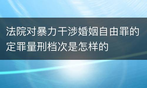 法院对暴力干涉婚姻自由罪的定罪量刑档次是怎样的