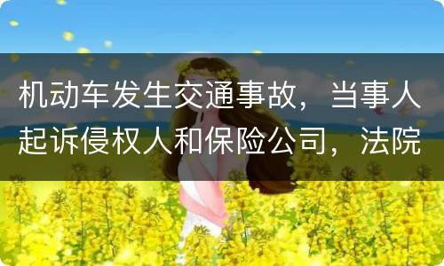 机动车发生交通事故，当事人起诉侵权人和保险公司，法院怎样确定赔偿责任