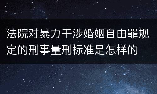 法院对暴力干涉婚姻自由罪规定的刑事量刑标准是怎样的